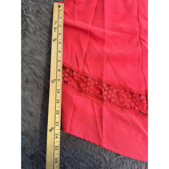 Its Pink Womens Sleeveless Coral Top With Lace Detail Size M Polyester & Spandex - Picture 7 of 7